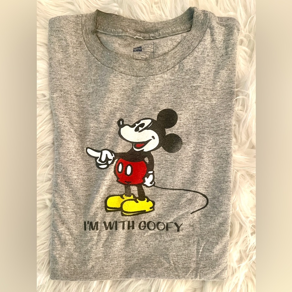 Junk Food X Disney I’m With Goofy Mickey Mouse Grey T-shirt! SZ M!